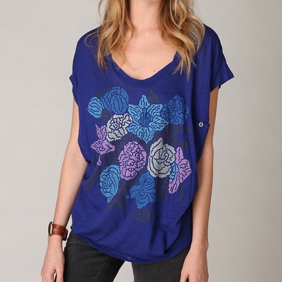 RARE Free People Slouchy Sheer Graphic Tee ASO Alex Russo - Picture 2 of 12